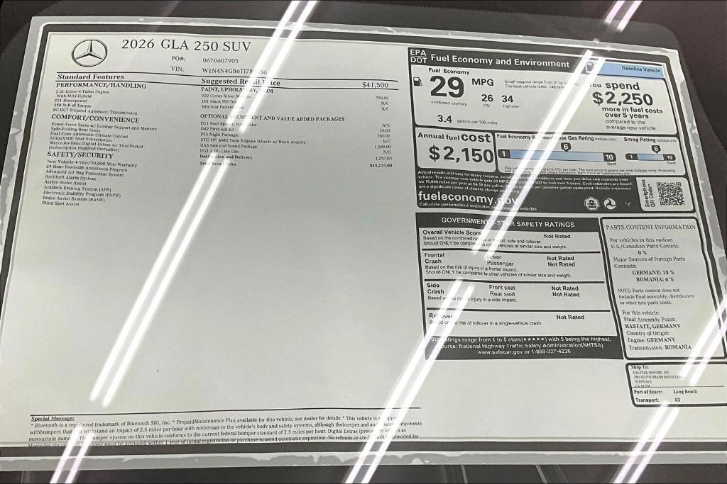 new 2026 Mercedes-Benz GLA 250 car, priced at $45,235