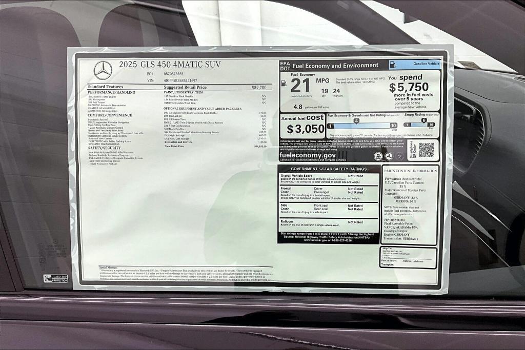 new 2025 Mercedes-Benz GLS 450 car, priced at $94,855