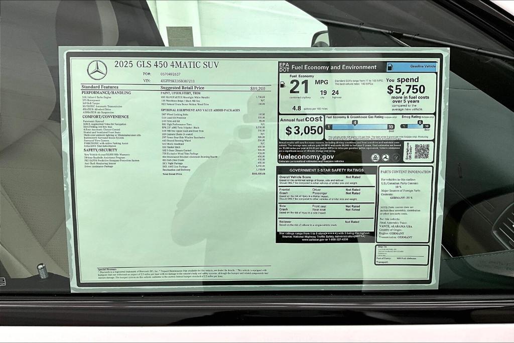new 2025 Mercedes-Benz GLS 450 car, priced at $103,505