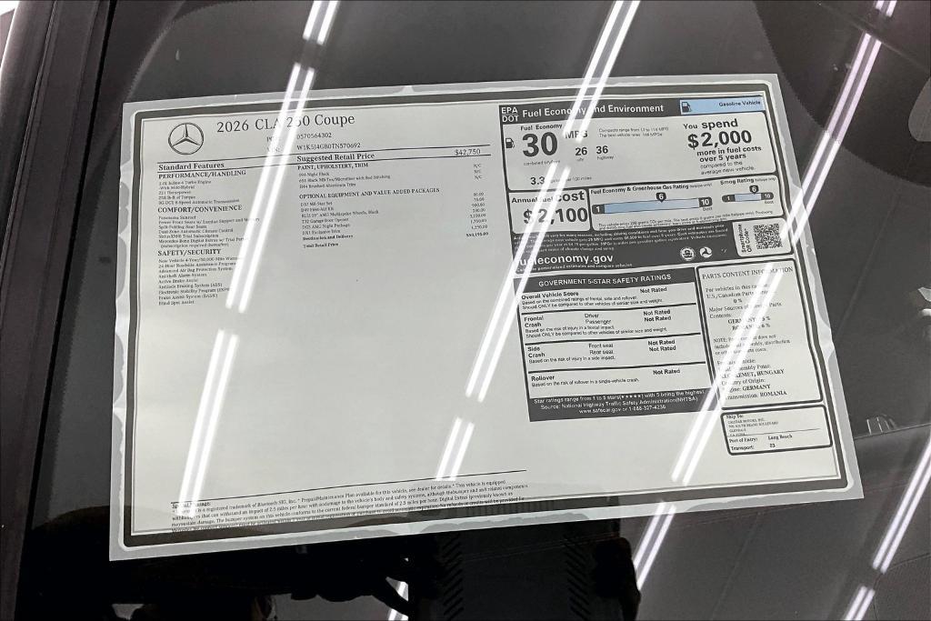 new 2026 Mercedes-Benz CLA 250 car, priced at $50,195