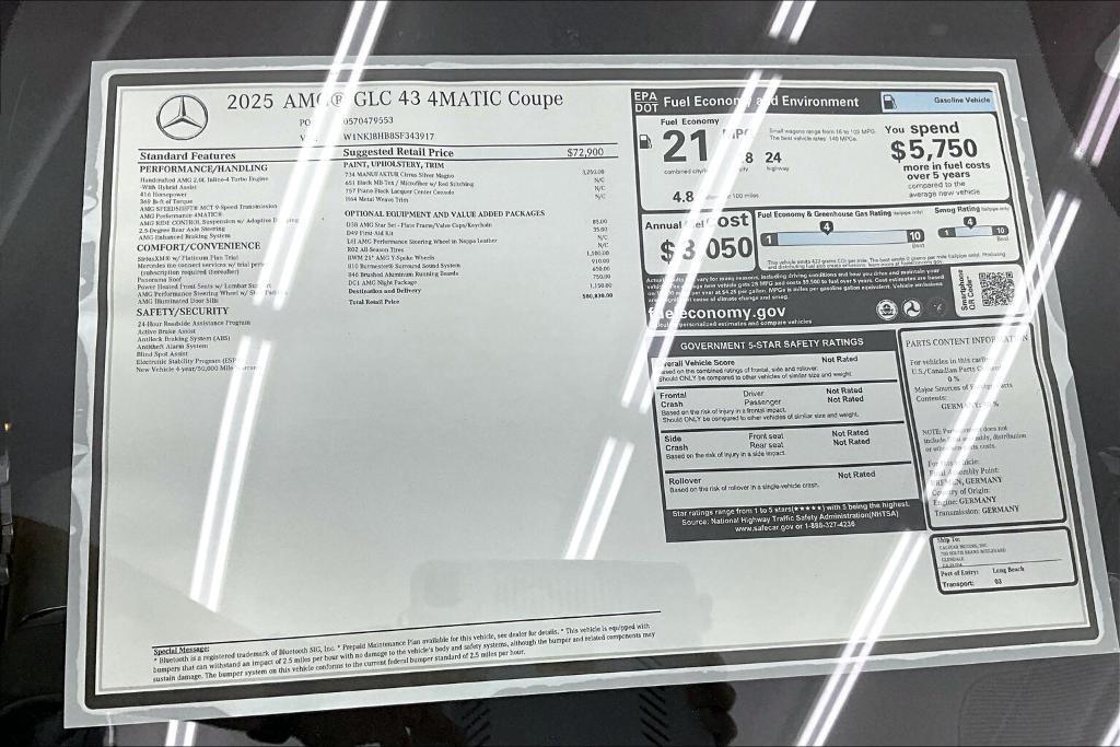 new 2025 Mercedes-Benz AMG GLC 43 car, priced at $80,830