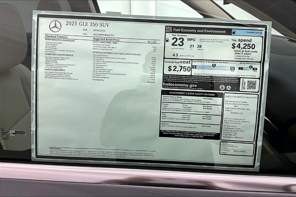 new 2025 Mercedes-Benz GLE 350 car, priced at $69,225