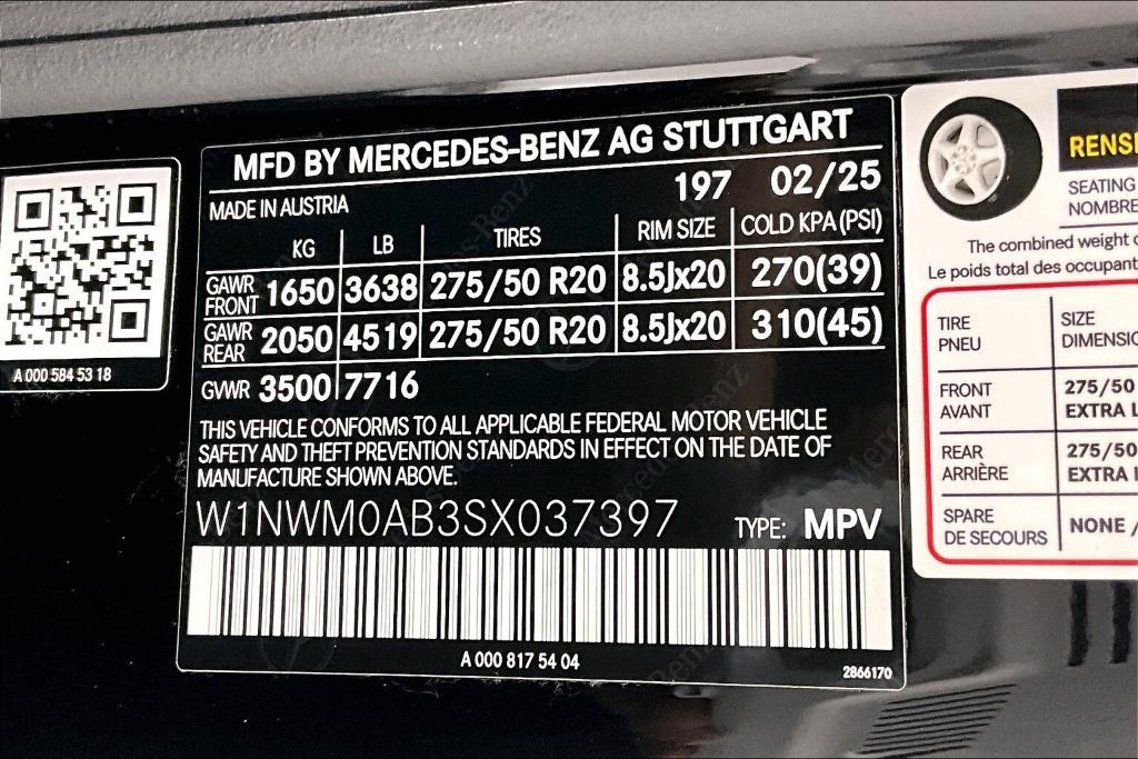 new 2025 Mercedes-Benz G-Class car, priced at $182,255