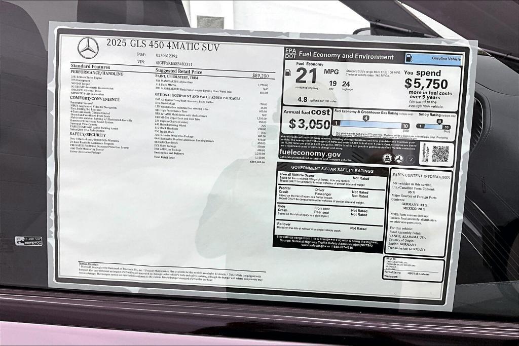 new 2025 Mercedes-Benz GLS 450 car, priced at $101,605