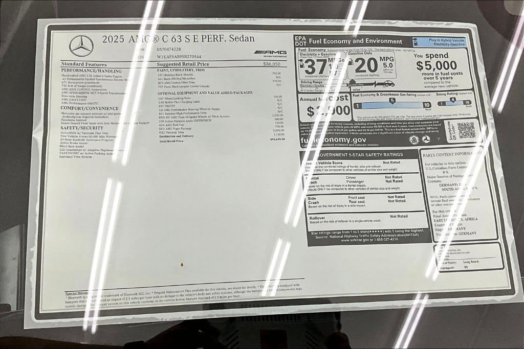 new 2025 Mercedes-Benz AMG C 63 car, priced at $93,645