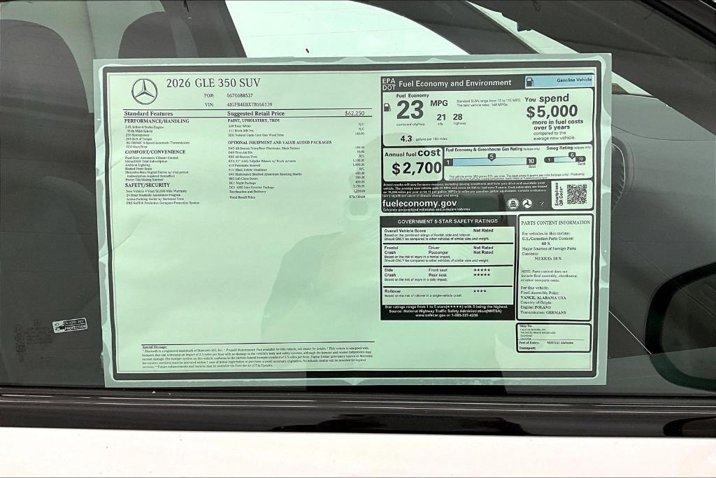 new 2026 Mercedes-Benz GLE 350 car, priced at $70,730