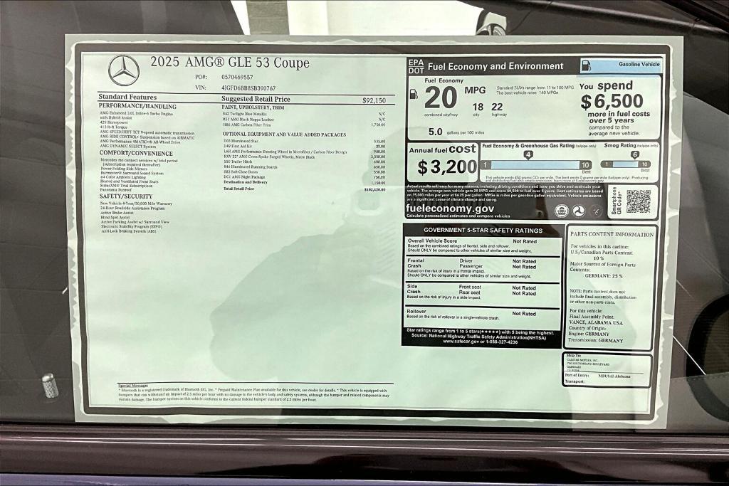 new 2025 Mercedes-Benz AMG GLE 53 car, priced at $102,420