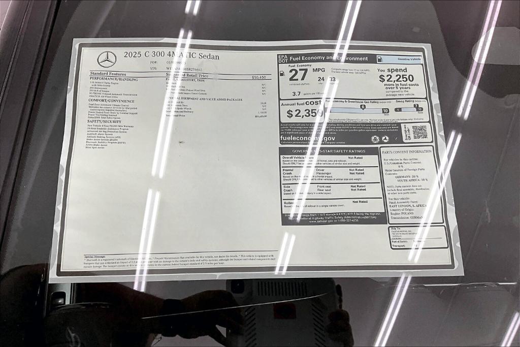 new 2025 Mercedes-Benz C-Class car, priced at $51,635