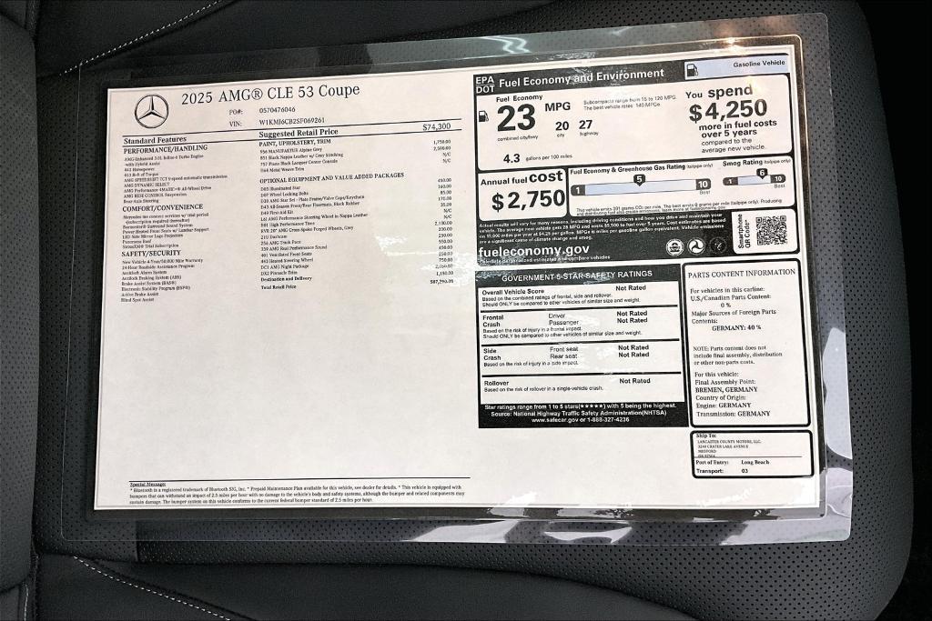 new 2025 Mercedes-Benz AMG CLE 53 car, priced at $87,290