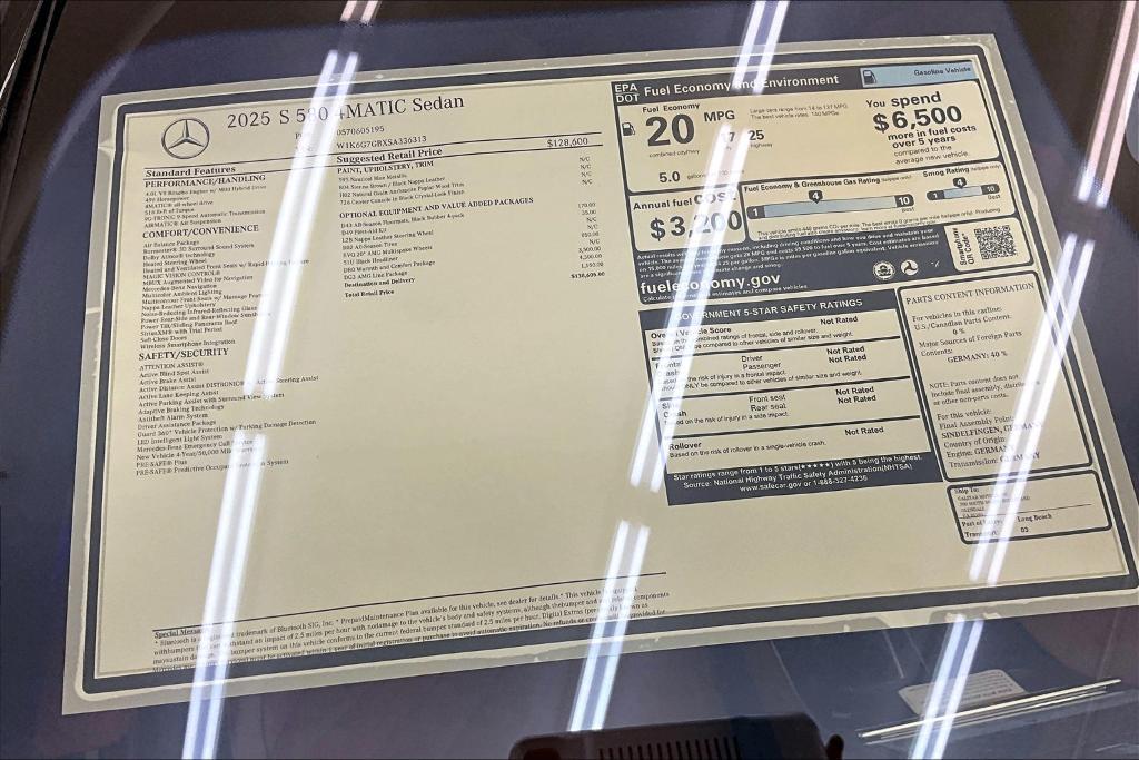 new 2025 Mercedes-Benz S-Class car, priced at $138,605