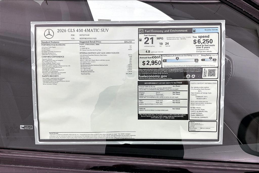 new 2026 Mercedes-Benz GLS 450 car, priced at $96,730