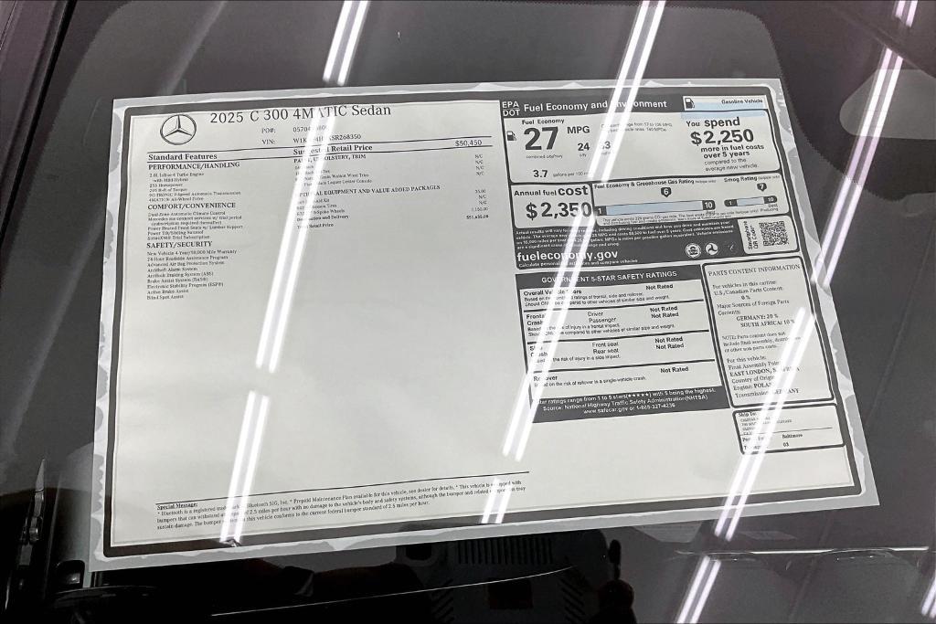 new 2025 Mercedes-Benz C-Class car, priced at $51,635