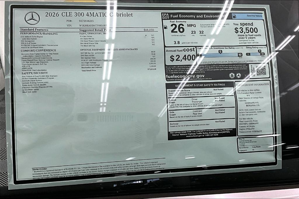 new 2026 Mercedes-Benz CLE 300 car, priced at $73,815