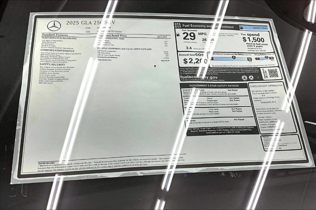 new 2025 Mercedes-Benz GLA 250 car, priced at $44,345