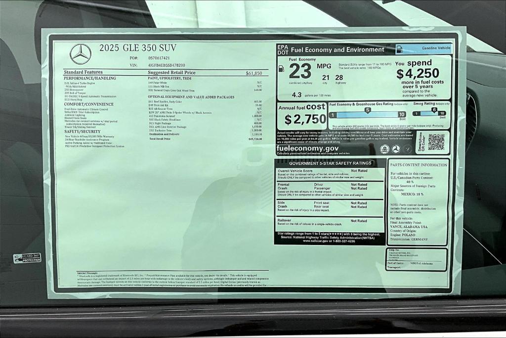 new 2025 Mercedes-Benz GLE 350 car, priced at $69,730