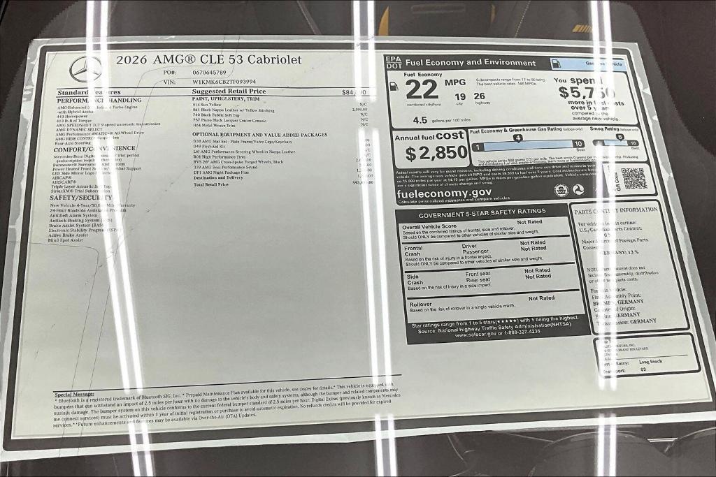 new 2026 Mercedes-Benz AMG CLE 53 car, priced at $93,005