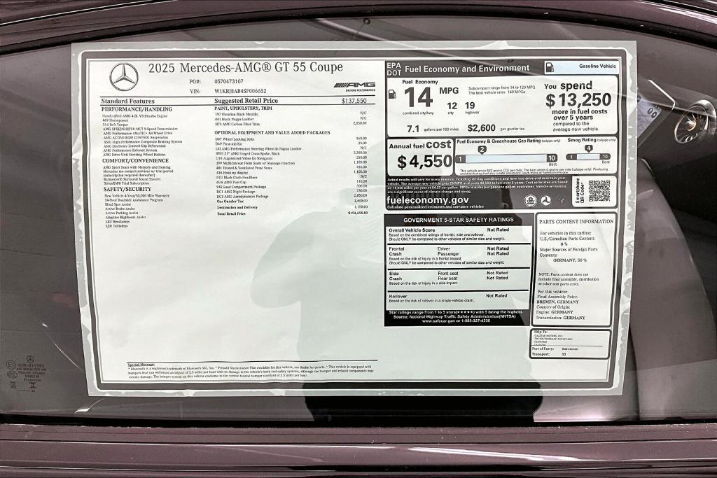 new 2025 Mercedes-Benz AMG GT 55 car, priced at $154,655