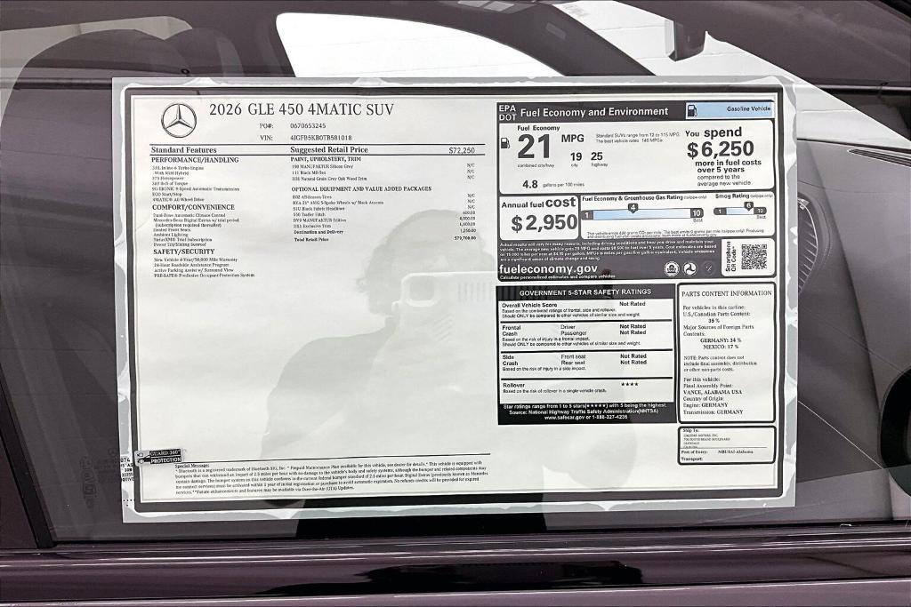 new 2026 Mercedes-Benz GLE 450 car, priced at $79,700