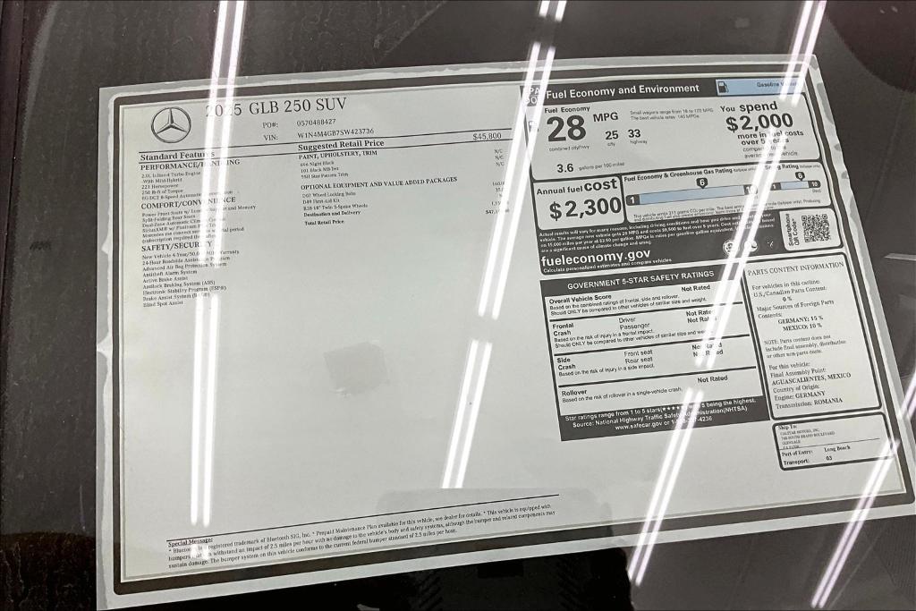 new 2025 Mercedes-Benz GLB 250 car, priced at $47,145