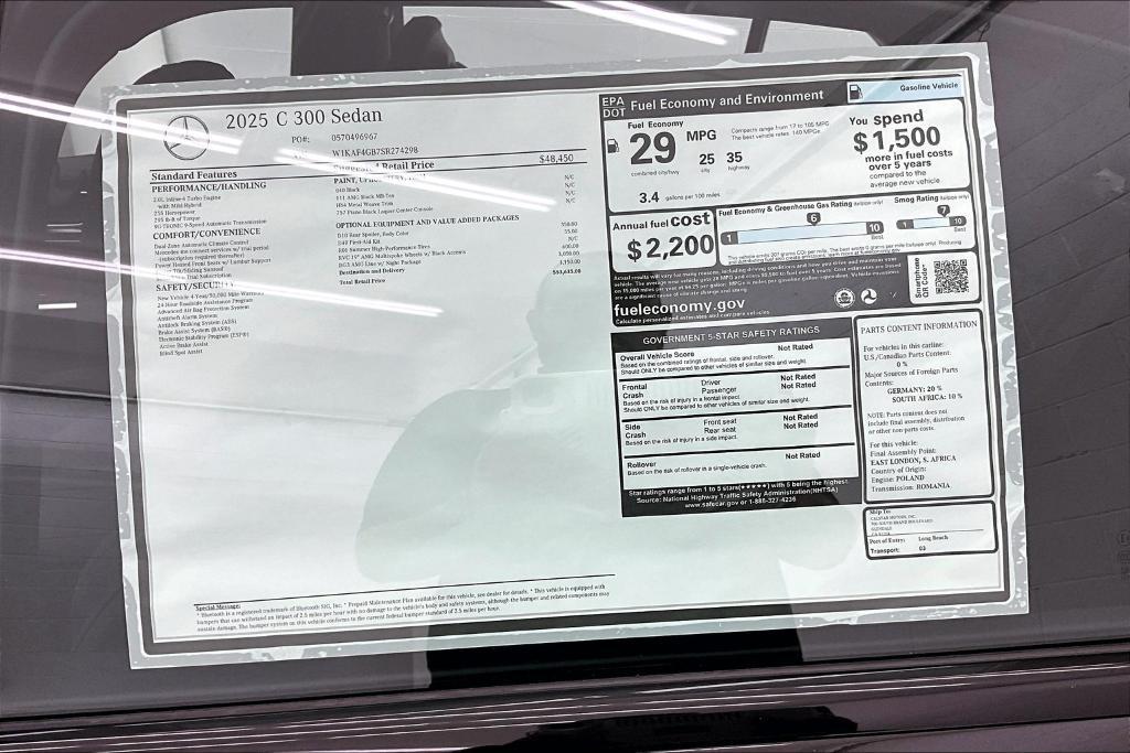 new 2025 Mercedes-Benz C-Class car, priced at $53,635