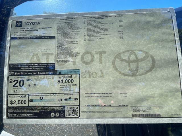 new 2026 Toyota Tundra Hybrid car, priced at $68,784