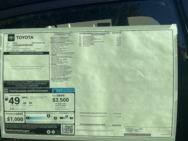 new 2026 Toyota Prius car, priced at $38,329