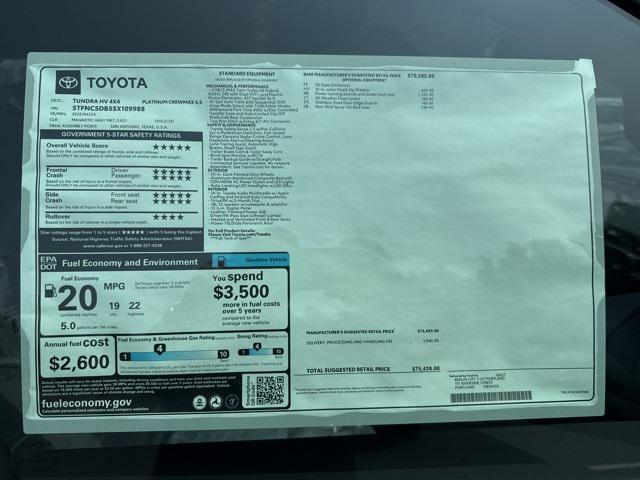 new 2025 Toyota Tundra Hybrid car, priced at $75,438