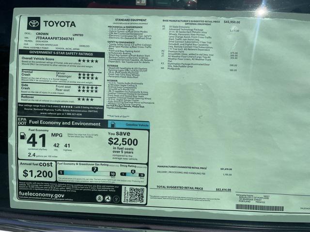 new 2026 Toyota Crown car, priced at $52,614