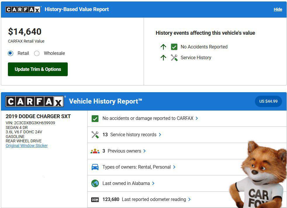 used 2019 Dodge Charger car, priced at $11,995