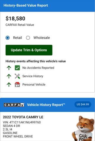 used 2022 Toyota Camry car, priced at $16,995
