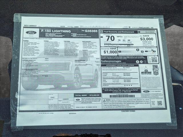 new 2023 Ford F-150 Lightning car, priced at $62,495