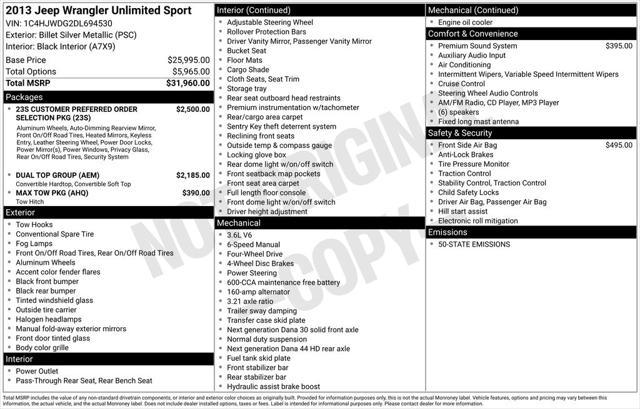 used 2013 Jeep Wrangler Unlimited car, priced at $17,550