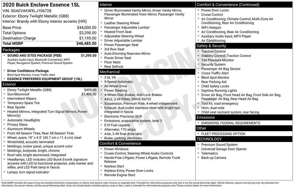 used 2020 Buick Enclave car, priced at $20,780