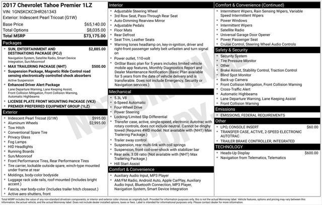 used 2017 Chevrolet Tahoe car, priced at $26,328