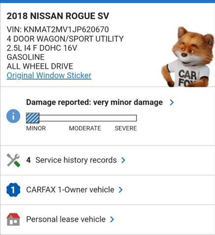 used 2018 Nissan Rogue car, priced at $18,648