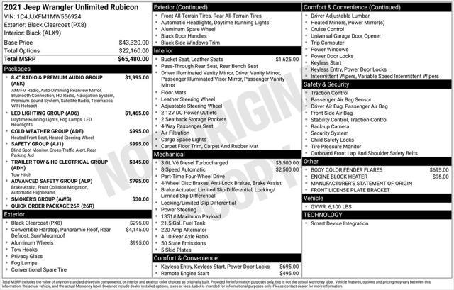 used 2021 Jeep Wrangler Unlimited car, priced at $36,987