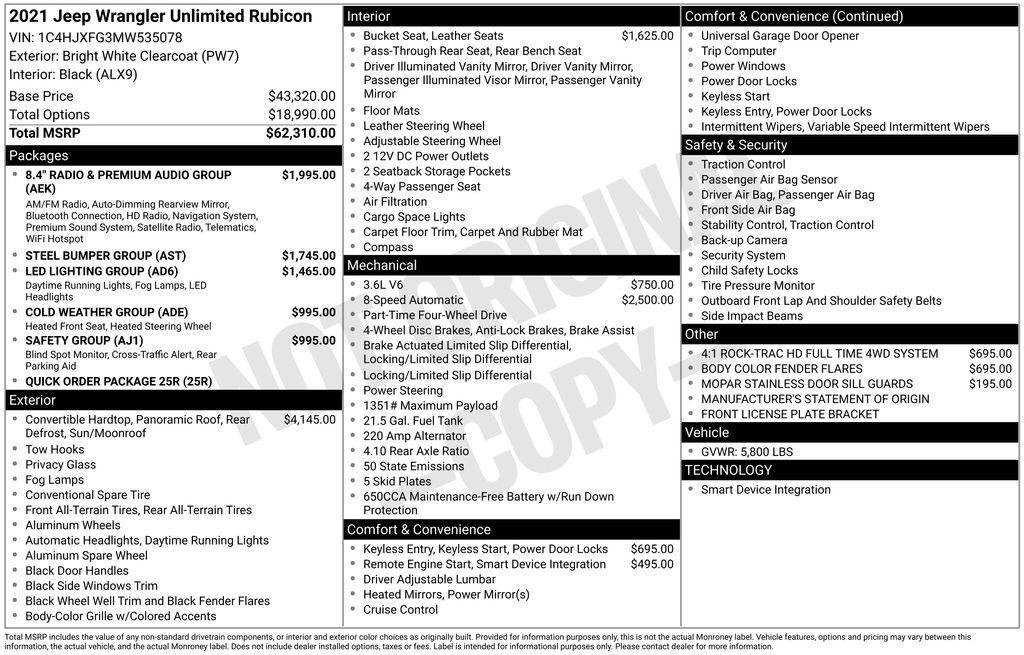 used 2021 Jeep Wrangler Unlimited car, priced at $37,325