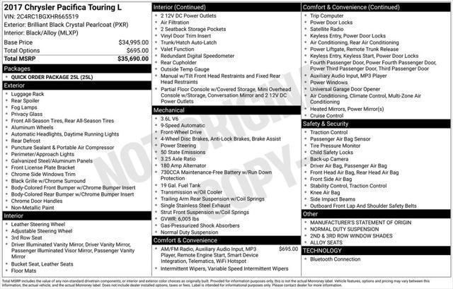 used 2017 Chrysler Pacifica car, priced at $9,870