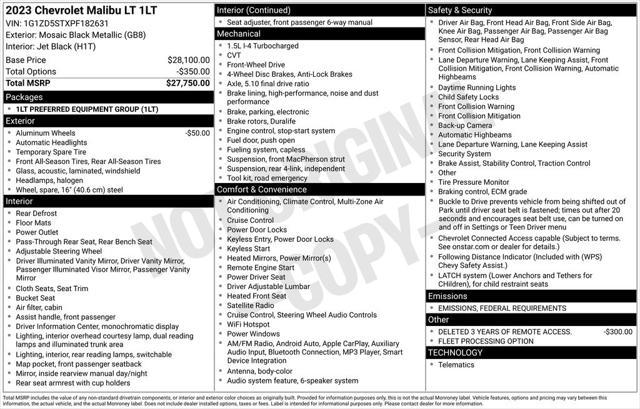 used 2023 Chevrolet Malibu car, priced at $18,145