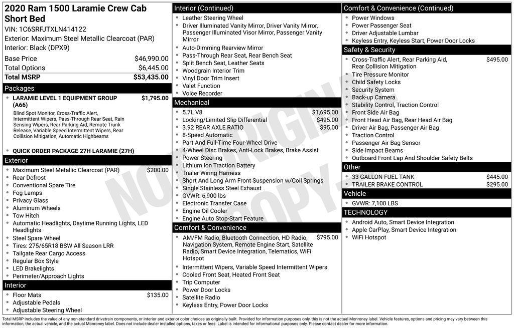 used 2020 Ram 1500 car, priced at $33,345