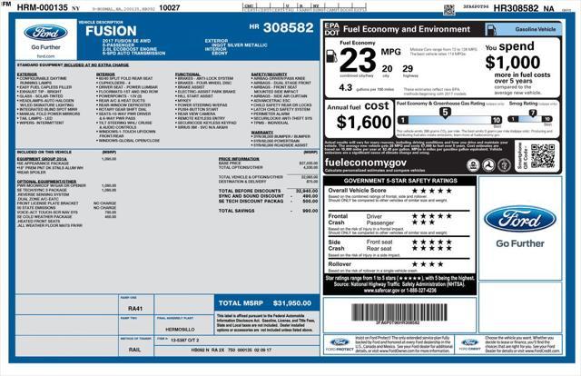 used 2017 Ford Fusion car, priced at $13,990