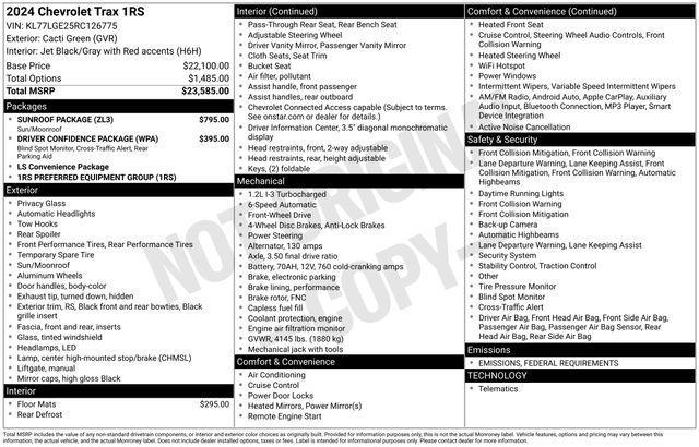 used 2024 Chevrolet Trax car, priced at $22,339