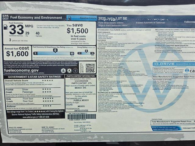 new 2025 Volkswagen Jetta car, priced at $26,587
