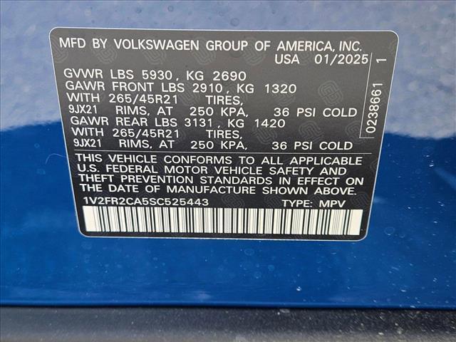 new 2025 Volkswagen Atlas car, priced at $50,482