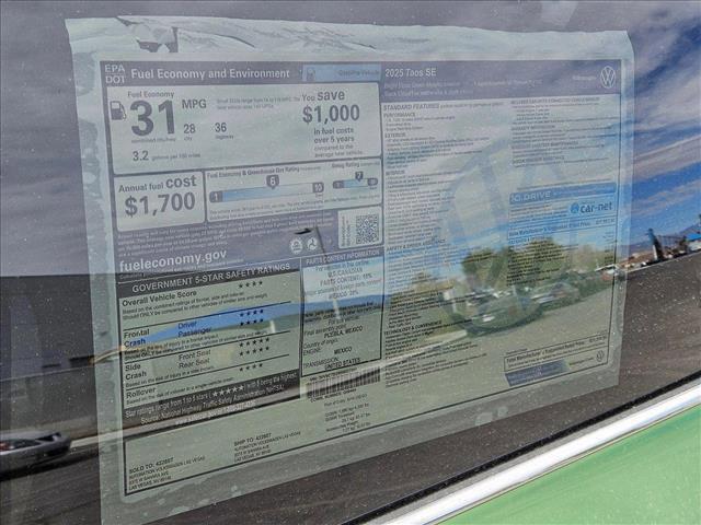 new 2025 Volkswagen Taos car, priced at $29,316