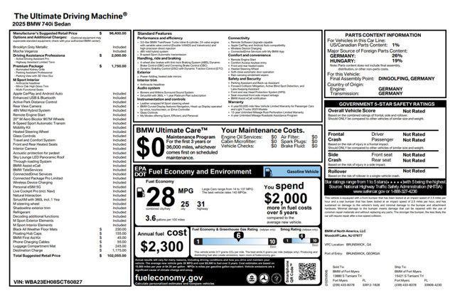 used 2025 BMW 740 car, priced at $89,800