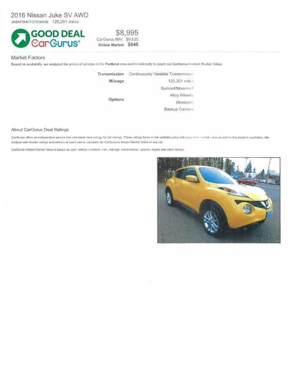 used 2016 Nissan Juke car, priced at $8,495