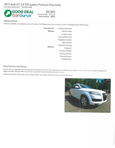 used 2013 Audi Q7 car, priced at $9,995