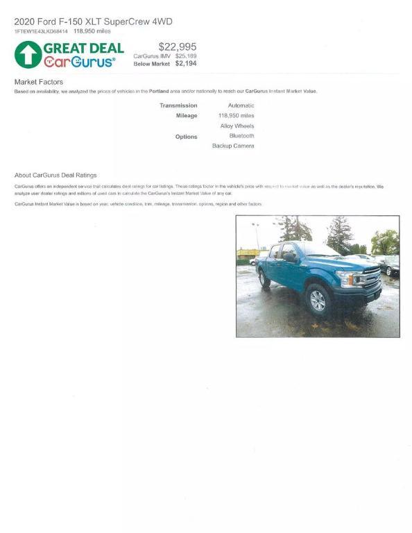 used 2020 Ford F-150 car, priced at $20,995