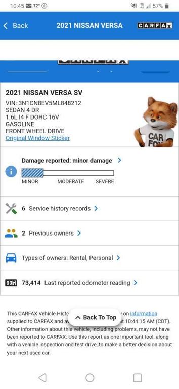 used 2021 Nissan Versa car, priced at $10,995